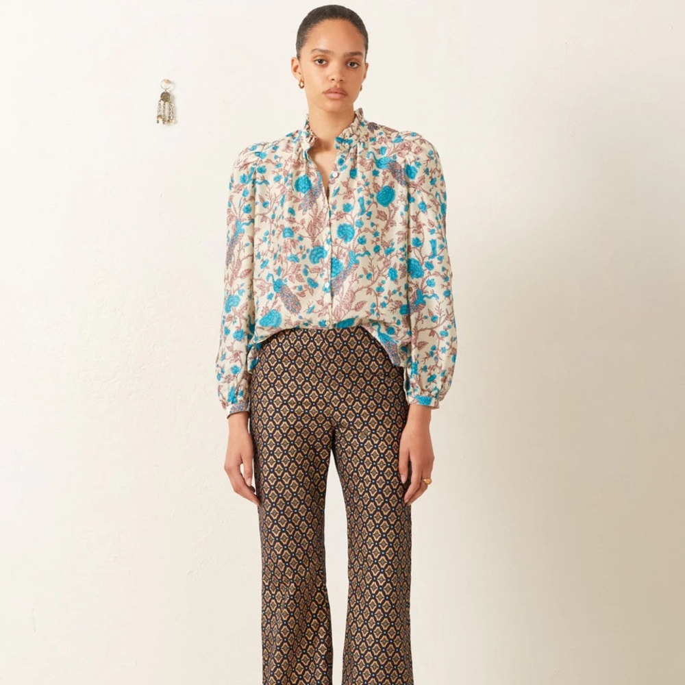 NWT Alix of Bohemia Annabel Peacock Plume Print Blouse - Picture 5 of 10